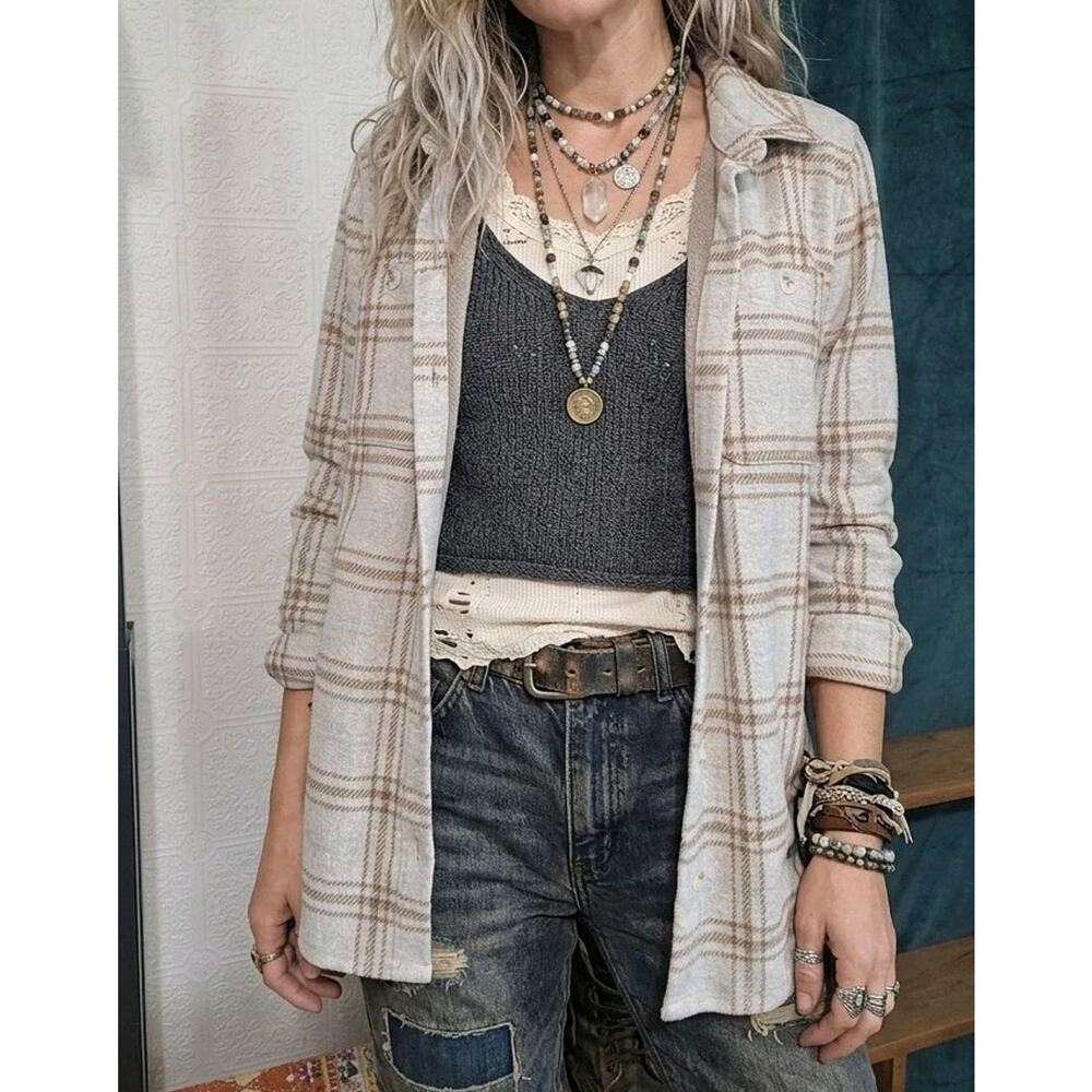 Thread & Supply Plaid Shirt Jacket - Size Large Shacket Grunge Comfort
